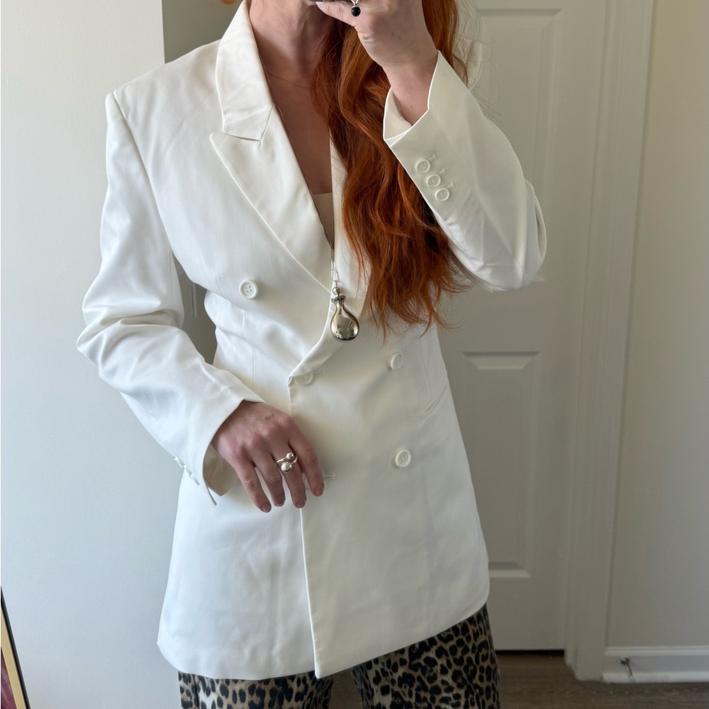 H&M NWT Elegant White Double-Breasted Women's Blazer size S - Picture 3 of 7